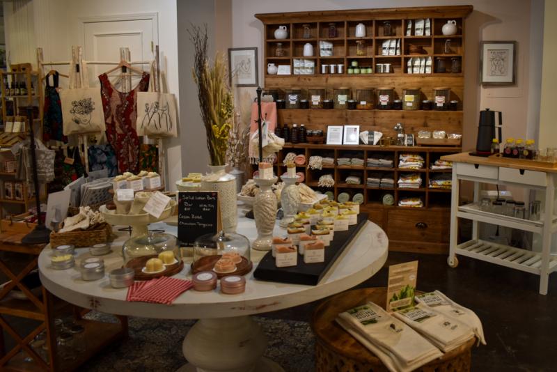 wide shop of Boshi Botanicals store featuring soap products, teas, and more