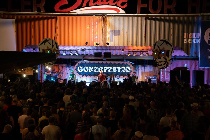 Band plays in front of Gonerfest crowd.