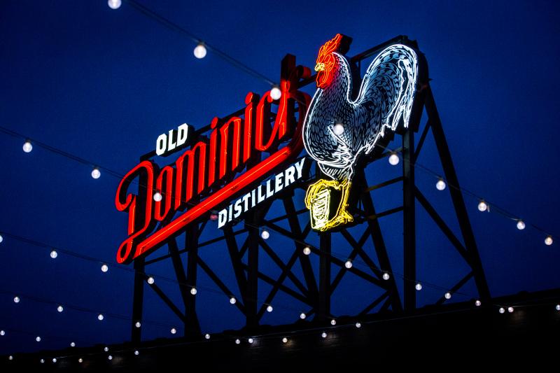Old Dominick Sign at night
