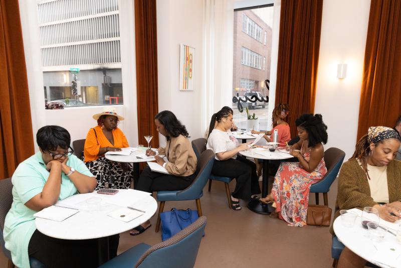 group of people writing