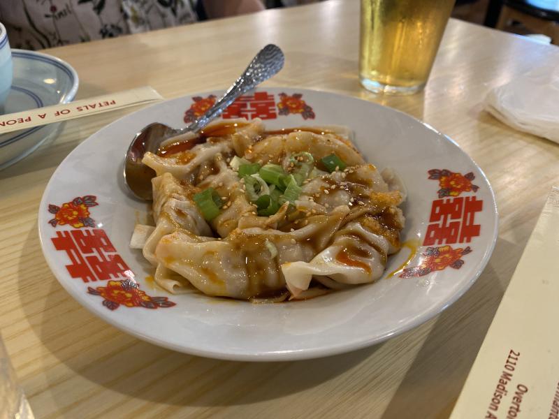 bowl of spicy dumplings from petals of a peony
