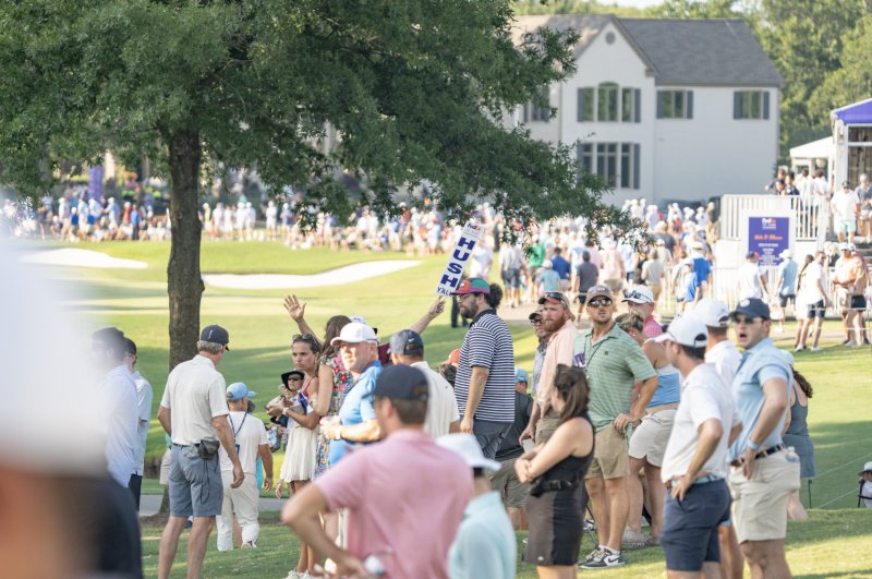 Spectators line the golf course at the FedEx St. Jude Championship.