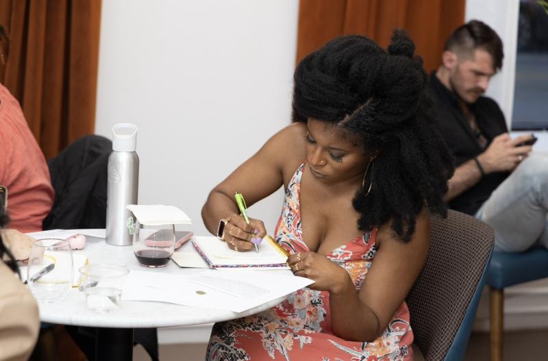 woman writes