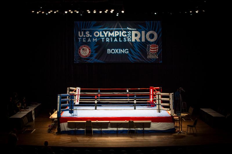 boxing ring set up for olympic trials