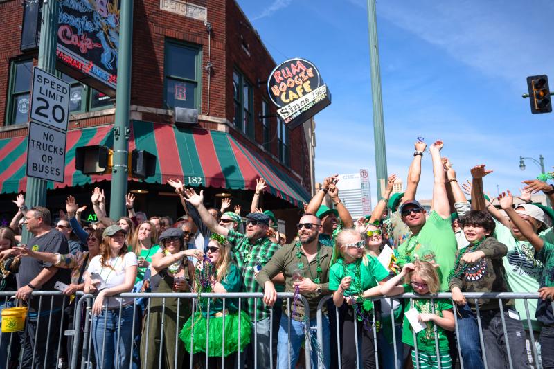 people line route for st. patrick's day parade on Beale