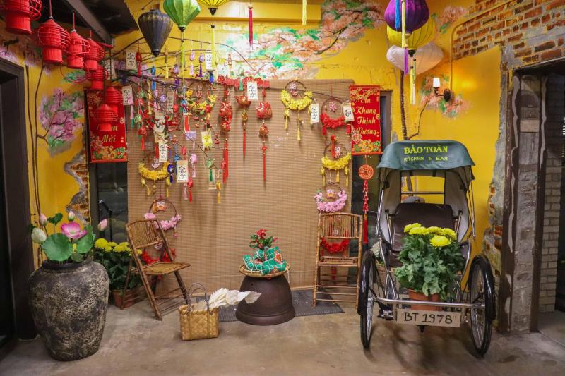 Vietnamese inspired decor entrance to restaurant