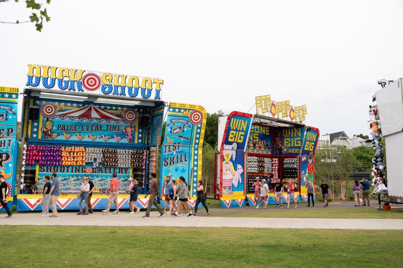 large carnival games set up at smokeslam