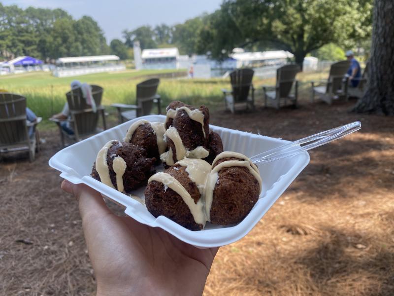 hushpuppies in tray at golf tournament