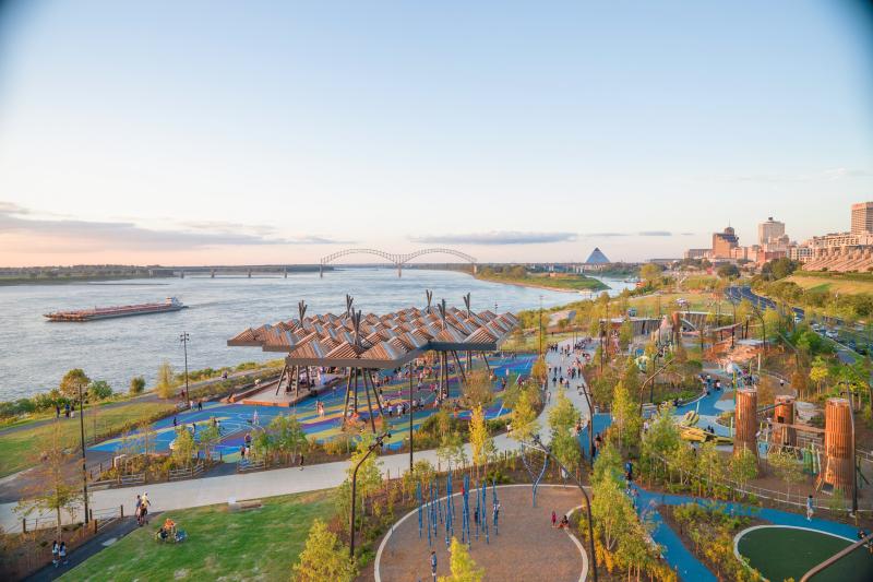 ariel view of tom lee park