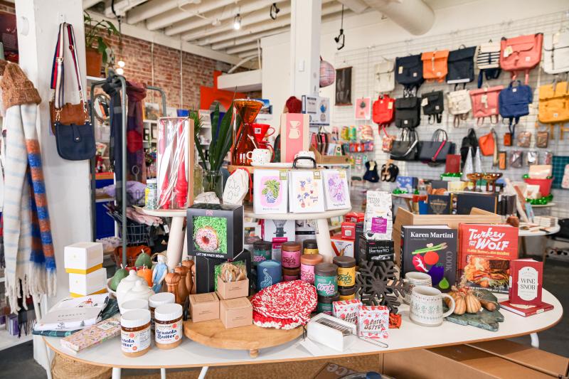 a large display of assorted gifts at city &amp; state