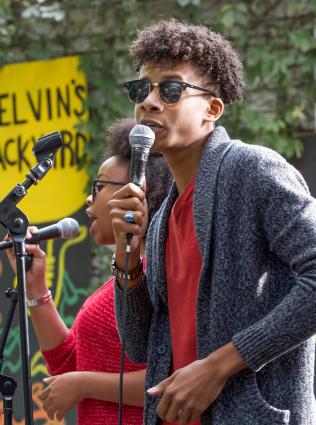 A singer on Stage during Soulsville Fest.