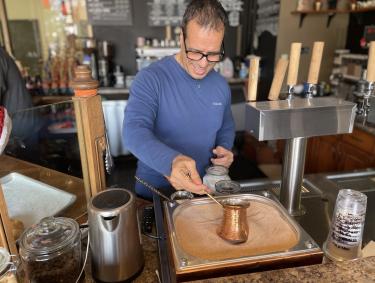 fred making turkish coffee