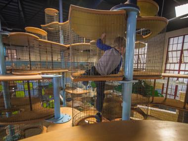 Wooden climbing "Skyscraper" for kids at CMOM