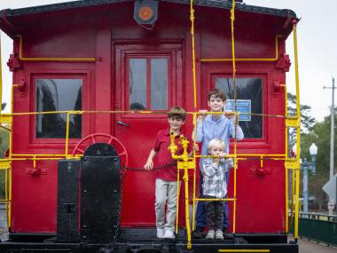 Kids on the Train in Collierville town square