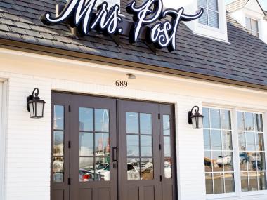 front of Mrs. Post Stationery Store