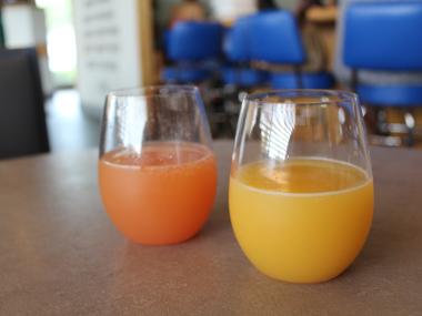 two glasses of mimosas