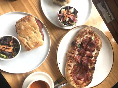 pizza, sandwich, salad