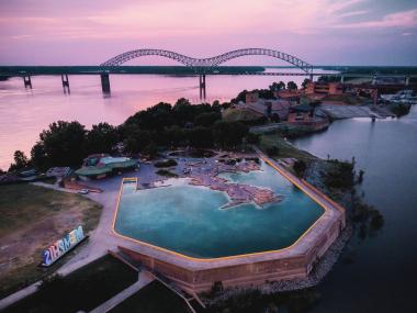 aerial view of Mud Island