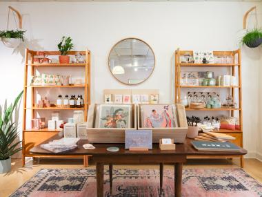 interior shot of store with subtle earthy tones