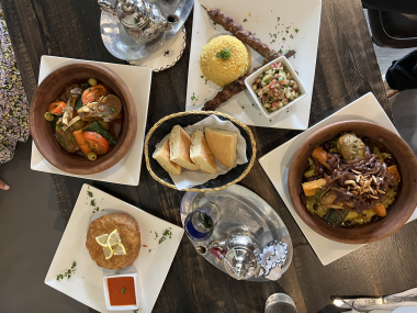 aerial shot of all the food ordered