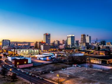 Downtown Memphis aerial shot