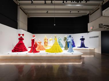 gowns on display in art exhibit