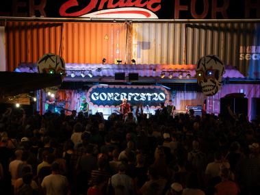 Band plays in front of Gonerfest crowd.