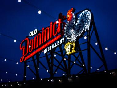 Old Dominick Sign at night