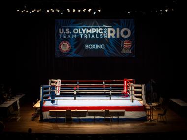 boxing ring set up for olympic trials