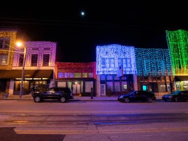 Holiday lights along South Main St.
