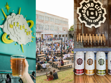 montage of brewery photos featuring wiseacre, the ravine at memphis made, and grind city