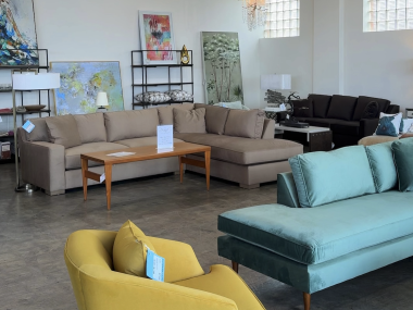 couches and artwork on display at The Find
