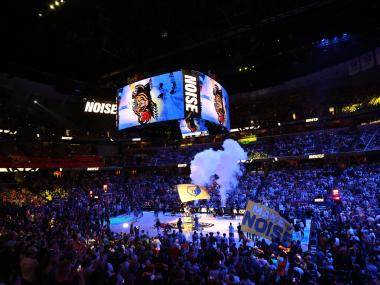 inside FedExForum arena during Grizzlies game reshow.