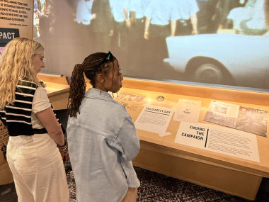 two women view poor people's campaign exhibit at NCRM's new Legacy Experience expansion