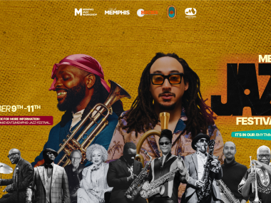 event graphic featuring photos of artists performing at Memphis Jazz Festival